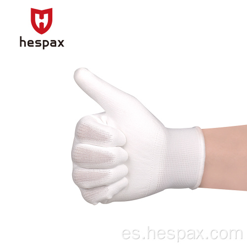 Hespax 13Gauge White Pu Palm Glove recubiertos electrónicos